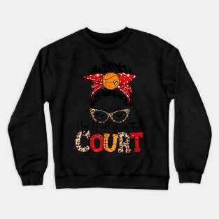 My Heart Is On That Court Basketball Leopard Basketball Mom Crewneck Sweatshirt